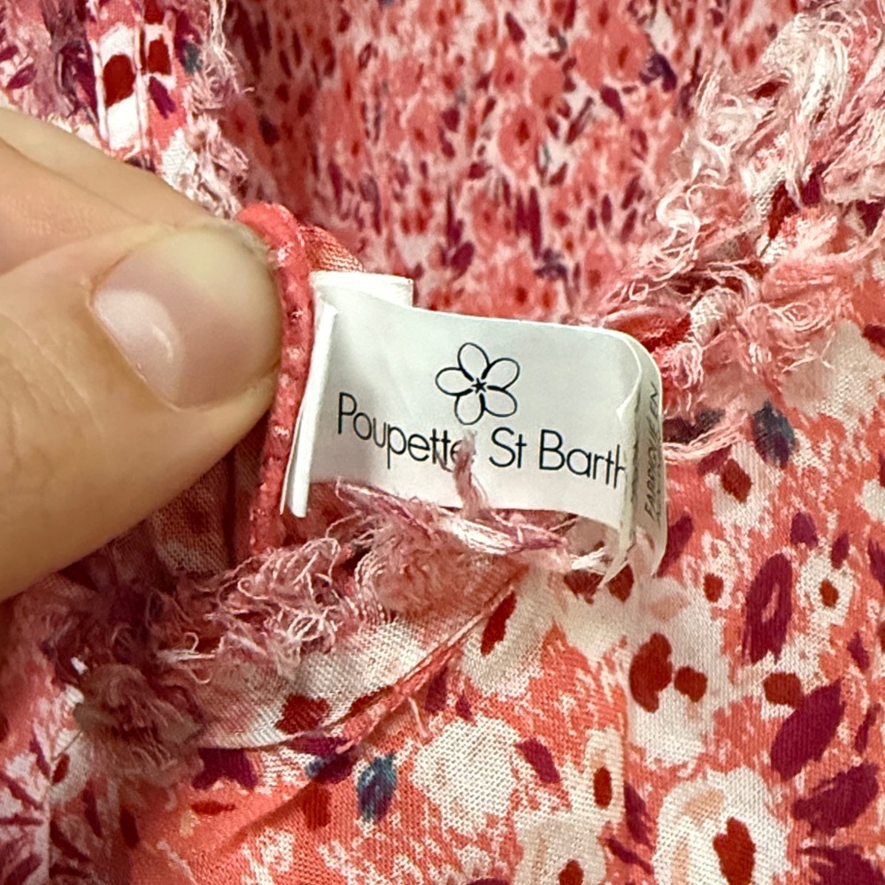 Poupette St. Barth Coral and White Sleeveless Mini Dress - Picture 2 of 5